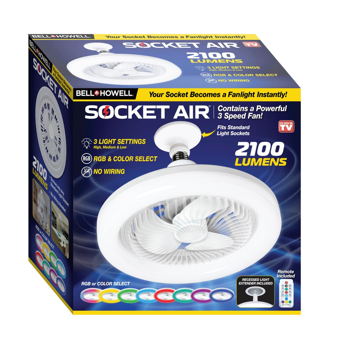 Bell+Howell Socket Air Color-Changing Light & Fan