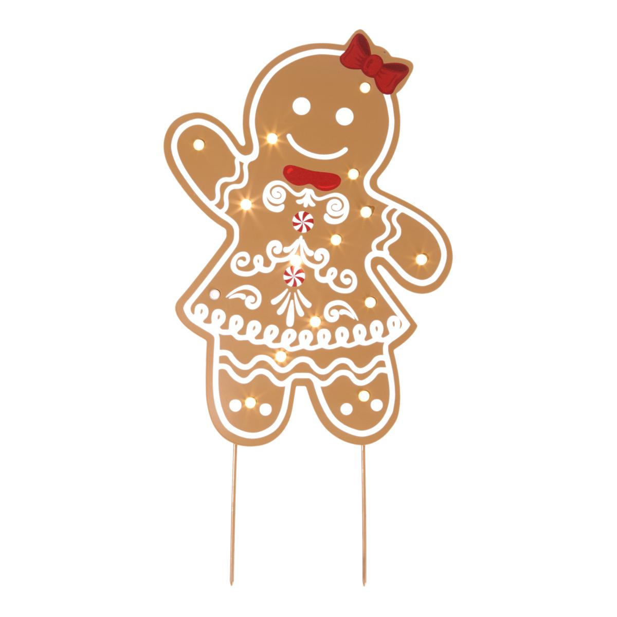 Winter Lane Single Lit Gingerbread Stake