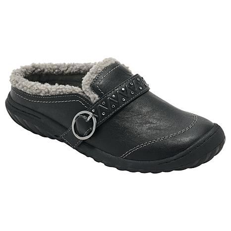 JBU Riley Faux Leather Slip-On Mule with Faux Shearling Collar
