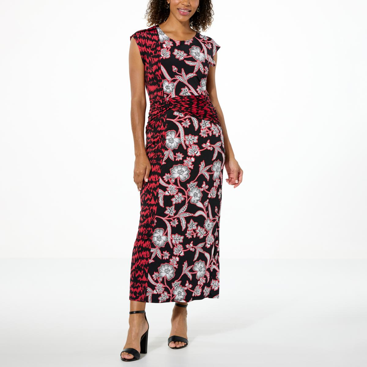 IMAN Global Chic Cap-Sleeve Draped Detail Dress