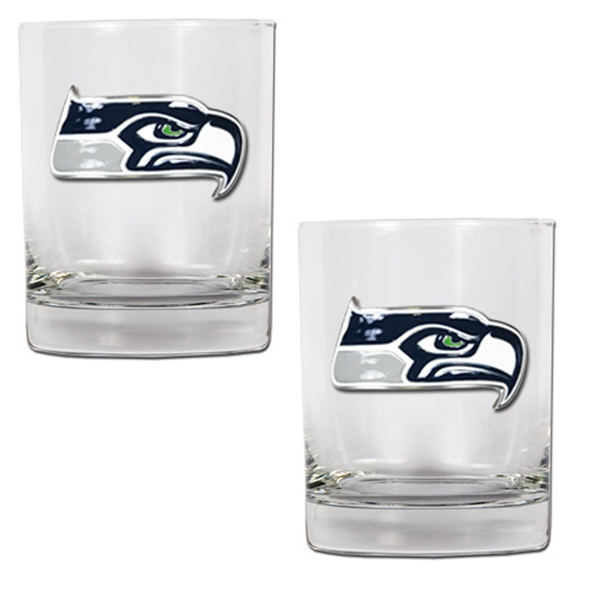 Seattle Seahawks 2pc Rocks Glass Set