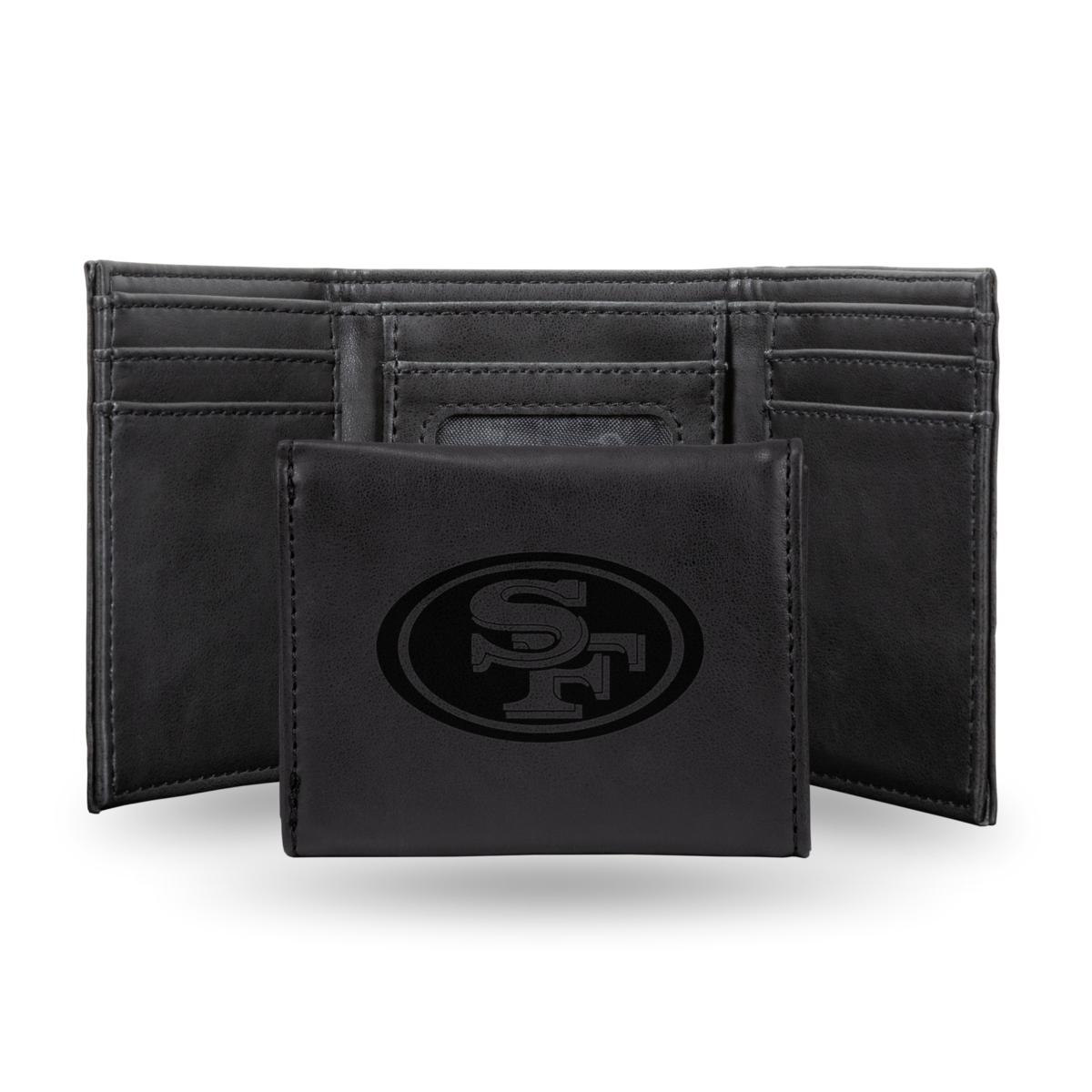 Rico 49Ers Laser-Engraved Black Trifold Wallet