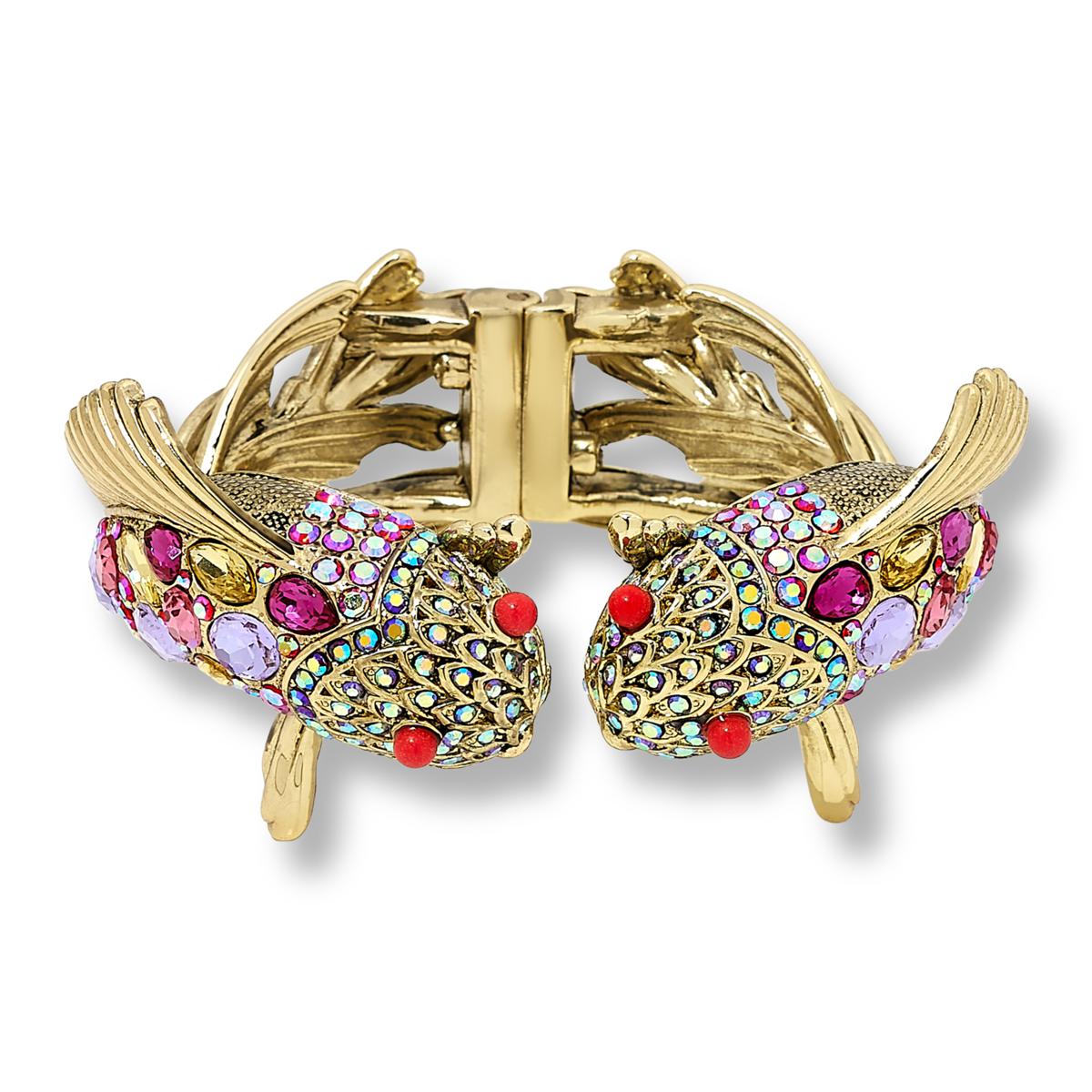 Heidi Daus One Fish Two Fish Bronzetone Crystal Bangle Cuff
