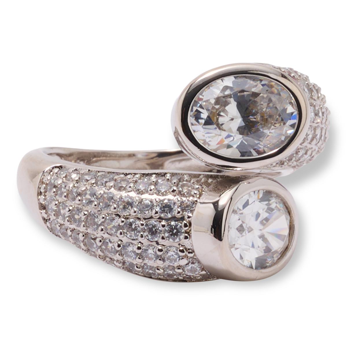Radiance by Absolute™ 3.74ctw Multi-Stone CZ Oval Bypass Ring
