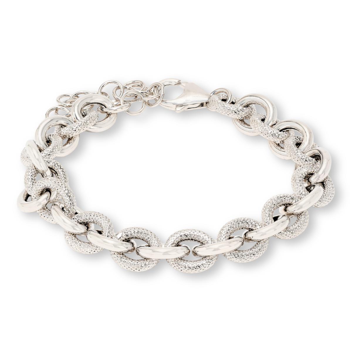 Bellezza Bronze Textured and Polished Oval Link Bracelet