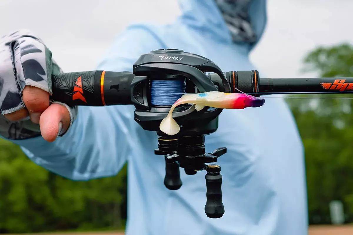 Close-up of reel sporting tough fishing line