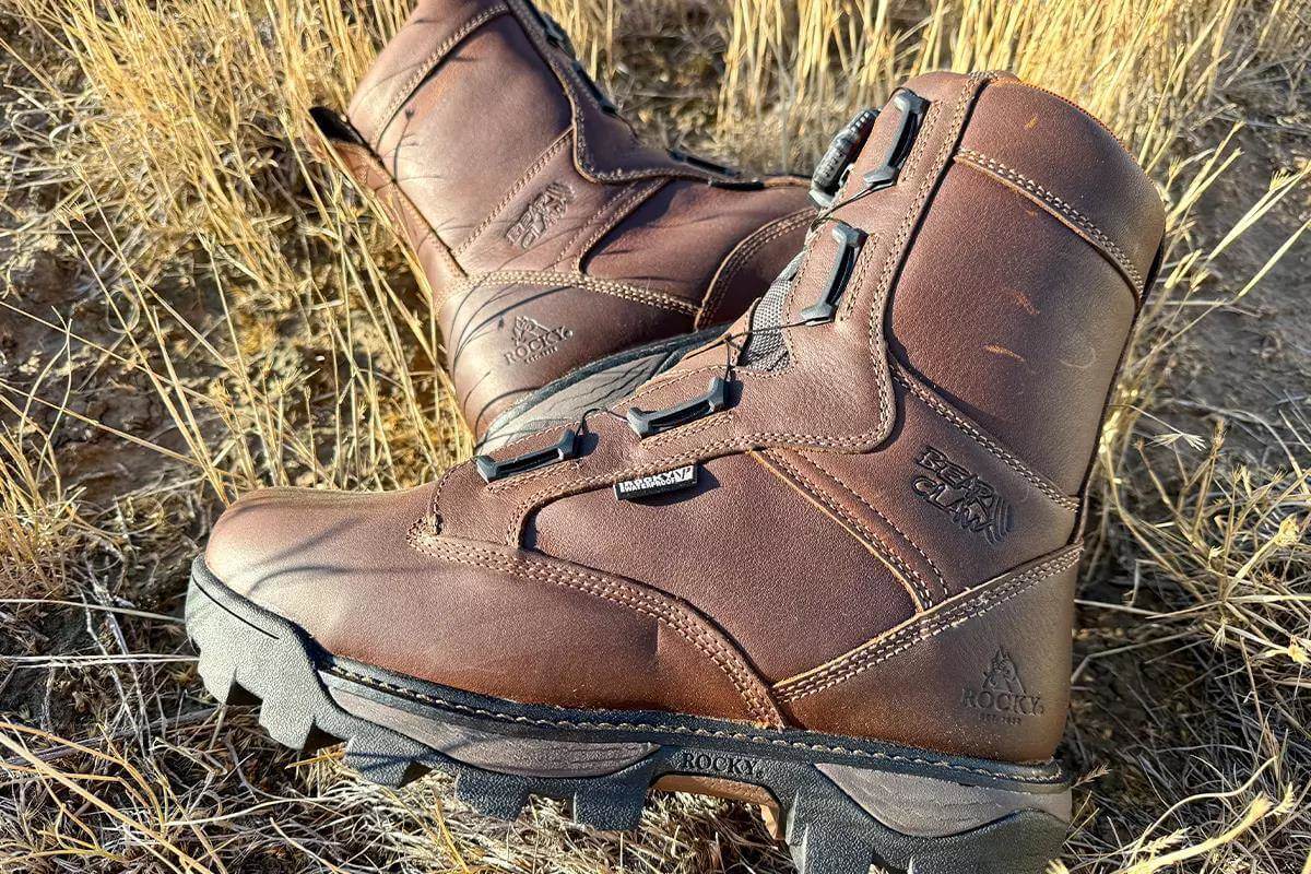 Closeup of brown leather boots