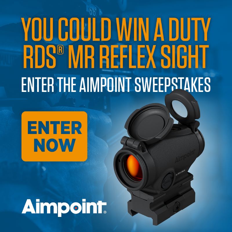 Blue background white and yellow text image of RDS MR Reflex Sight