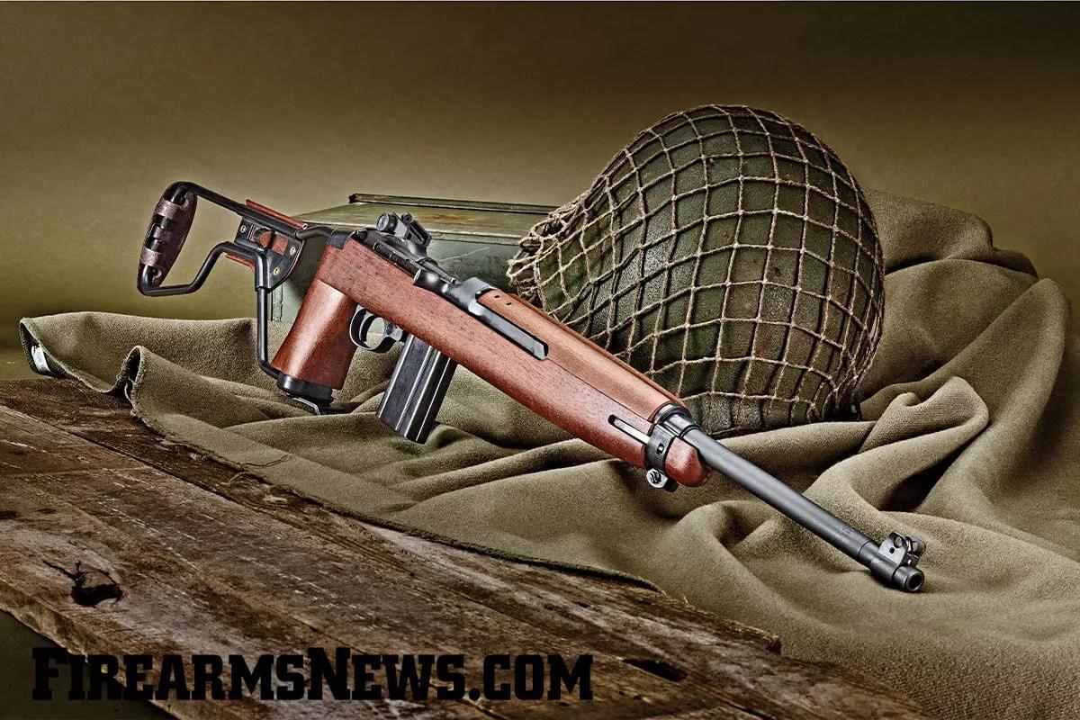 Helmet and rifle on army green backdrop