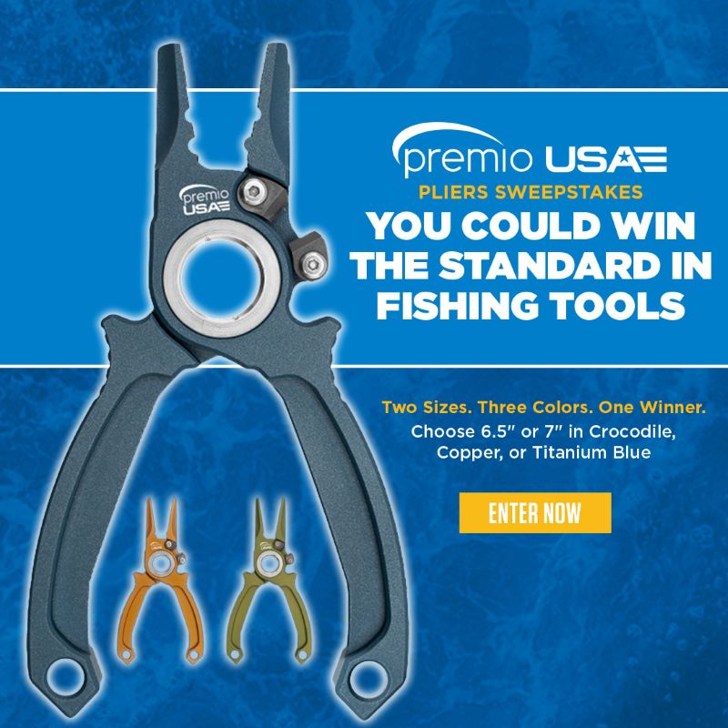 Blue and white background with white lettering - image of pliers