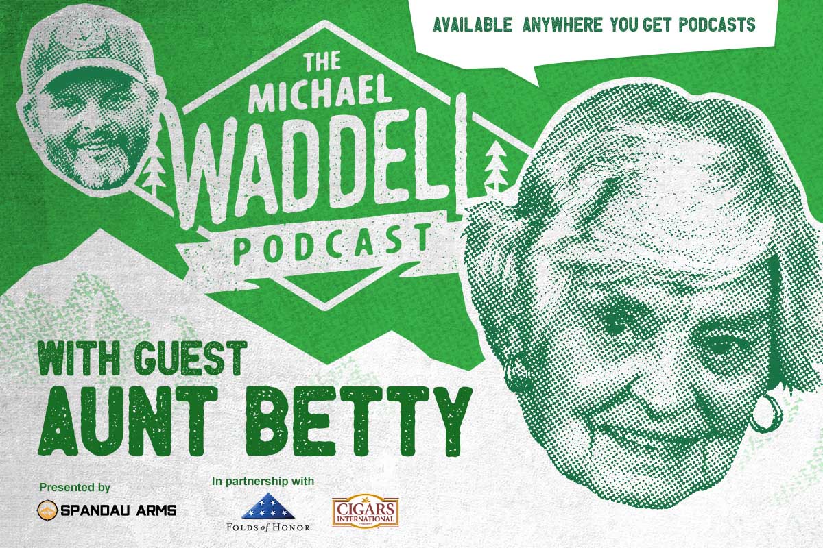Michael Waddell on top with different images of hosts on bottom
