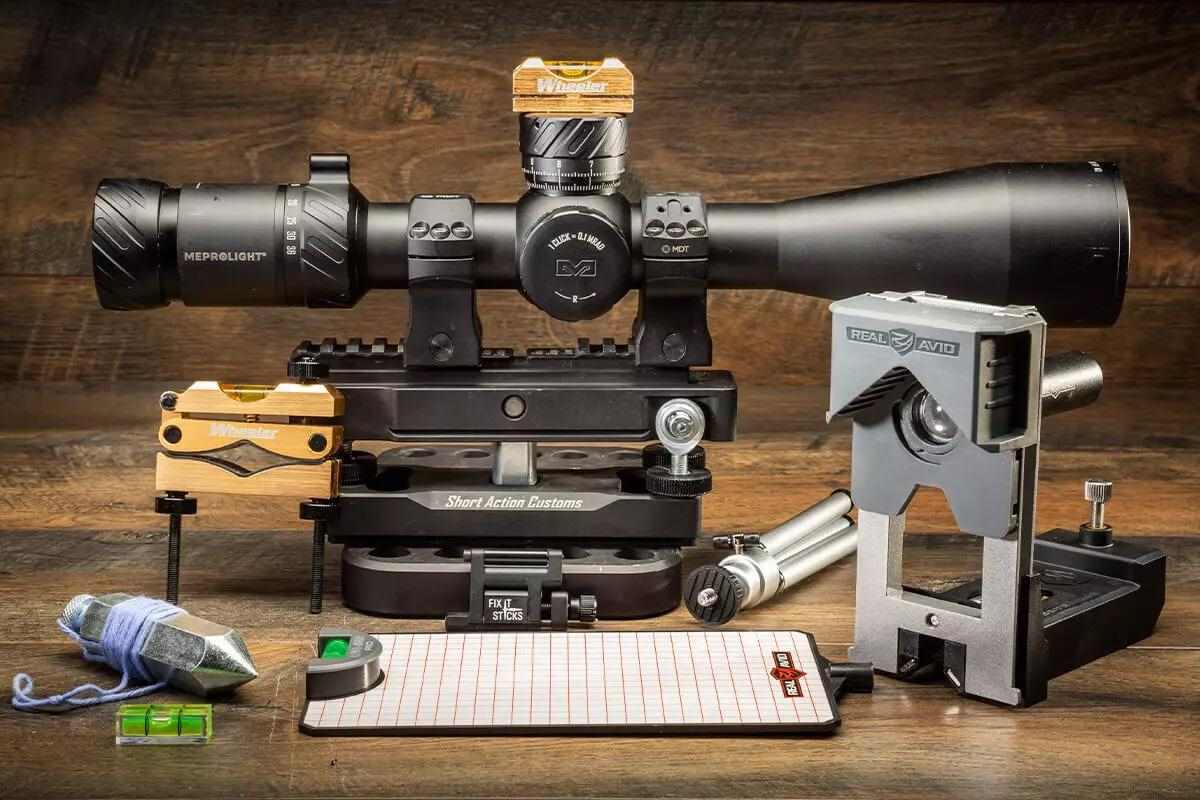 Level and large, black scope 