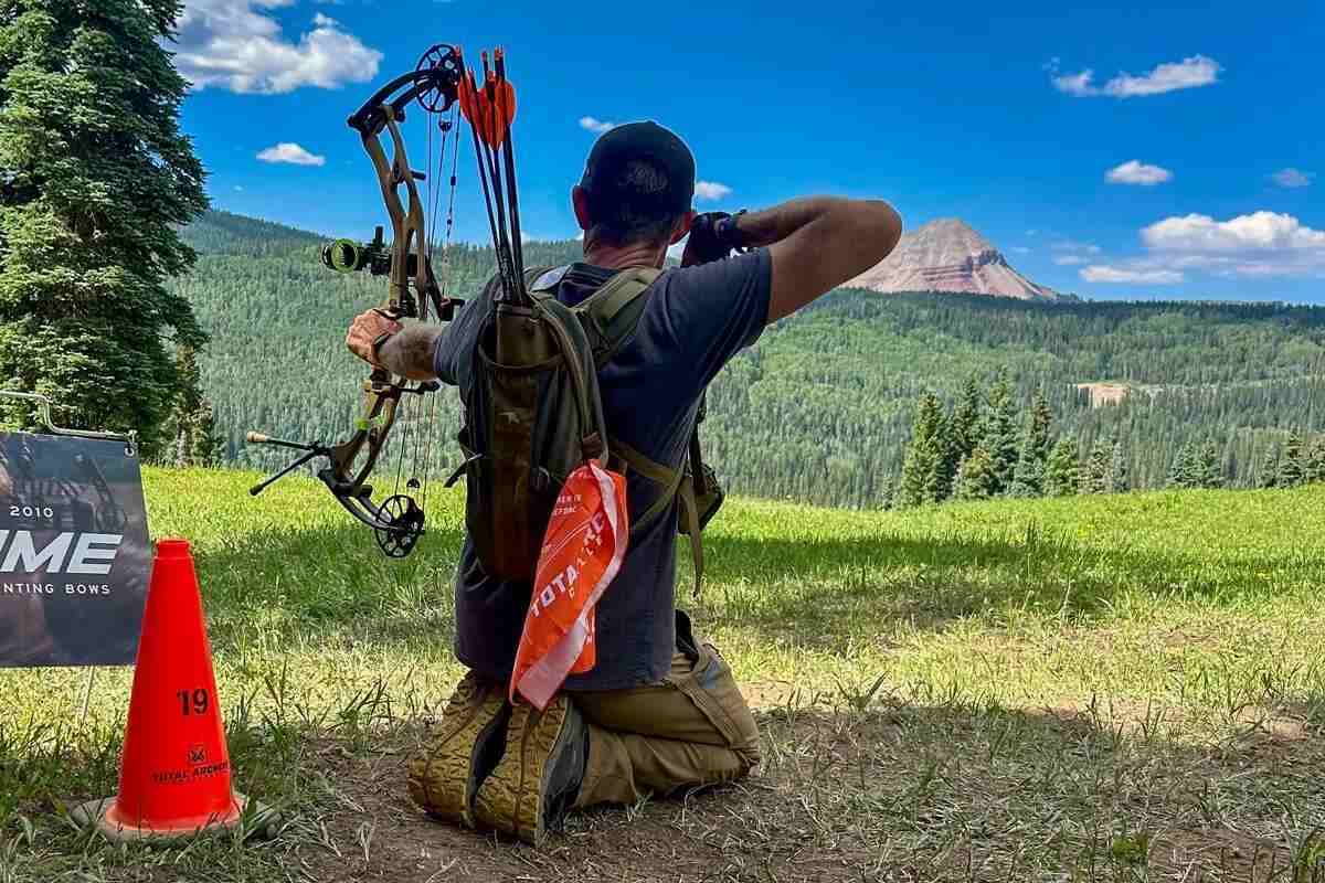 Archer using a 3D bow at target