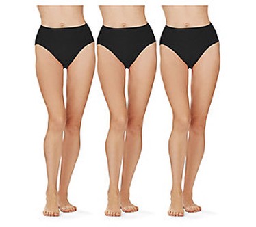 Memoi Women's Set of 3 Cotton Blend Basic Hipst er Panties