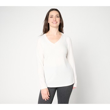 Susan Graver Essentials Liquid Knit V-Neck Top with Long Sleeves