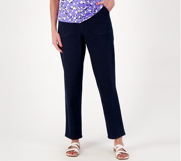 Denim & Co. Original Waist Stretch Regular Side Pocket Pant-Core