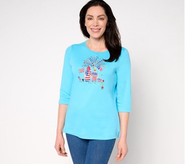 Quacker Factory Charm School 3/4 Sleeve Top