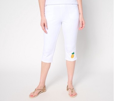 Quacker Factory DreamJeannes Cutie Fruity Embellished 19" Capri Pants