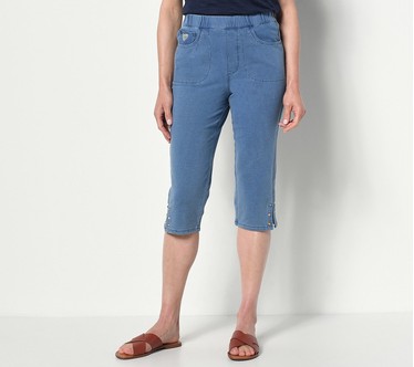 Quacker Factory DreamJeannes Capri Pants with Colored Rhinestones