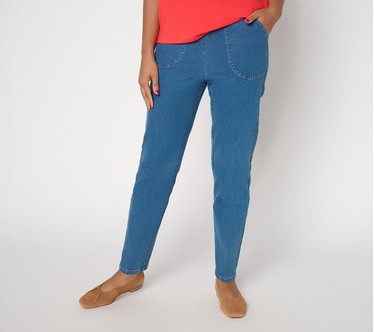 Denim & Co. Regular Indigo Flat Front Side Pocket Pants w/ Front Crease