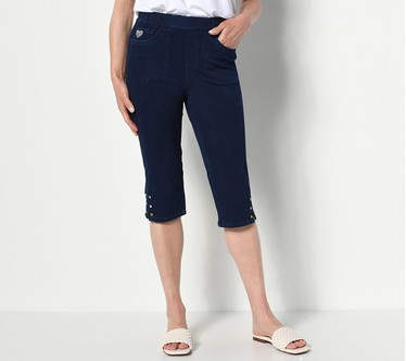 Quacker Factory DreamJeannes Capri Pants with Colored Rhinestones