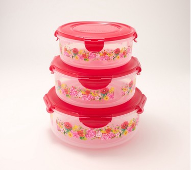 LocknLock 3-Piece Nestable Floral Printed Canisters