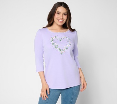 Quacker Factory Seize the Daisy 3/4 Sleeve Top