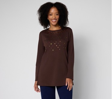 Quacker Factory Fallin' For Sequins Long Sleeve Tunic Top