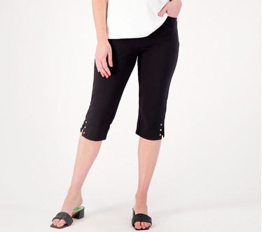 Quacker Factory DreamJeannes Capri Pants with Colored Rhinestones