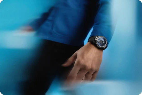An image of a man's hand wearing a Freak ONE NAVY BLUE on his wrist.