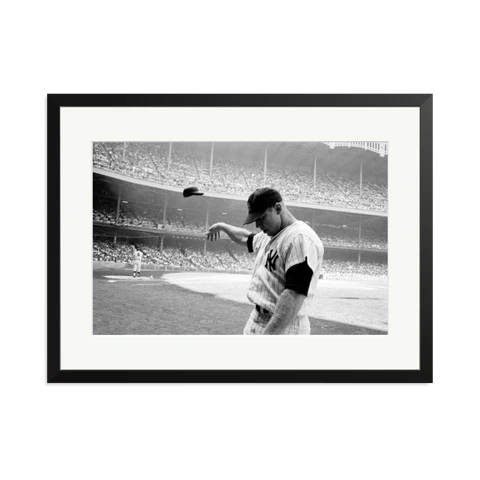 Mickey Mantle Helmet Fling Framed Print
