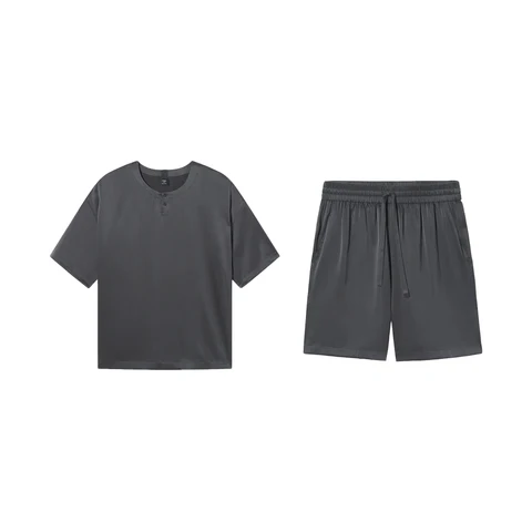 Lunya Meditative Grey Washable Silk Short Set