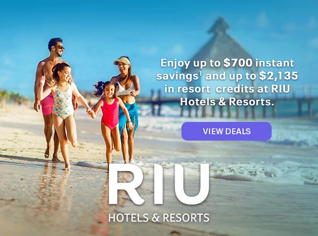 Enjoy up to $700 instant savings(1) and up to $2,135 in resort credits at RIU Hotels & Resorts. View deals.