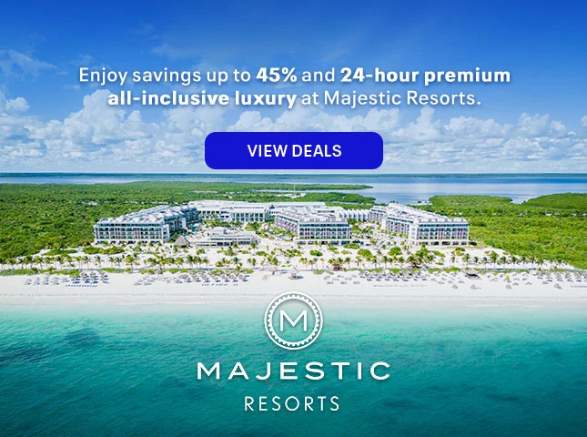 Enjoy savings up to 45% and 24-hour premium all-inclusive luxury at Majestic Resorts.View deals.