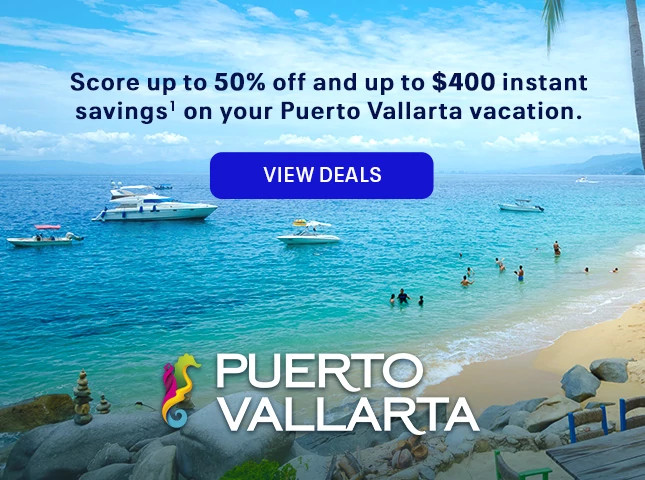 Score up to 50% off and up to $400 instant savings(1) on your Puerto Vallarta vacation. View deals.