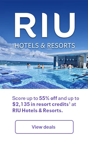 Score up to 55% off and up to $2,135 in resort credits (1) at RIU Hotels & Resorts. View deals.