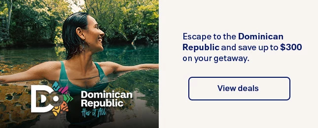 Escape to the Dominican Republic and save up to $300 on your getaway. View deals.