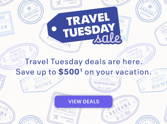 Travel Tuesday deals are here. Save up to $500(1) on your vacation. View deals.