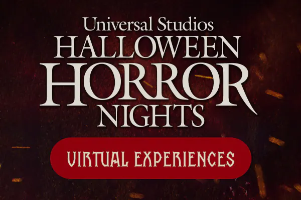 A graphic with the Universal Studios Halloween Horror Nights logo and a red banner that reads “Virtual Experiences.”
