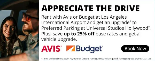A couple in a car and the headline “APPRECIATE THE DRIVE” with details of a discount offer and logos for Avis and Budget.