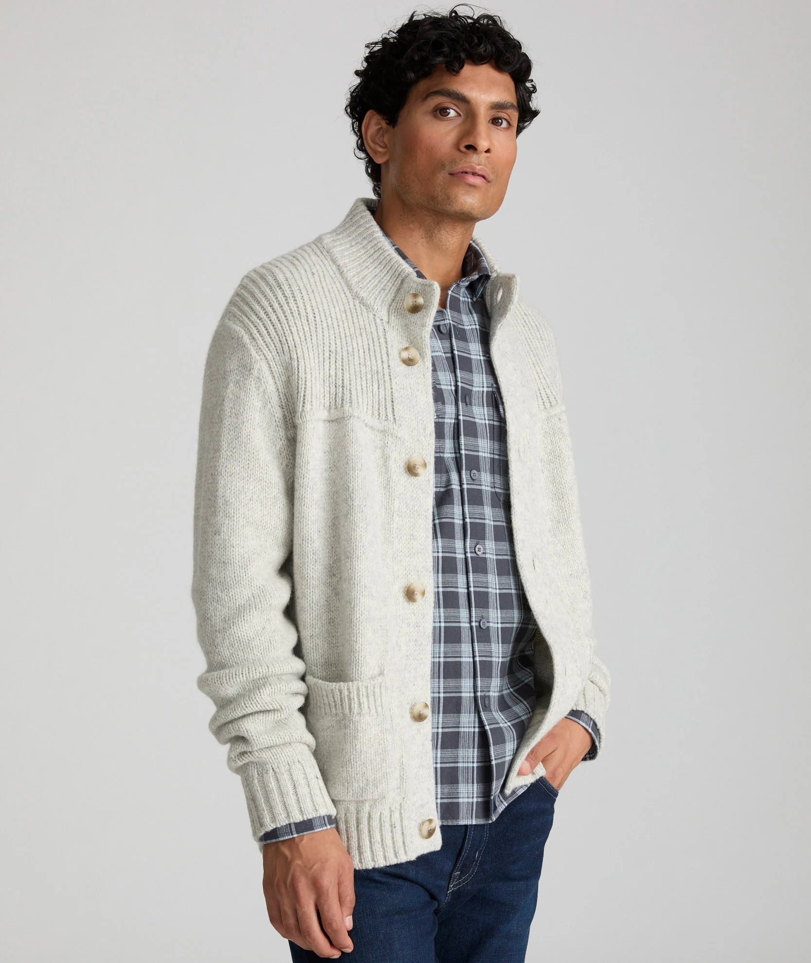 Image of Wool-Blend Heavyweight Cardigan