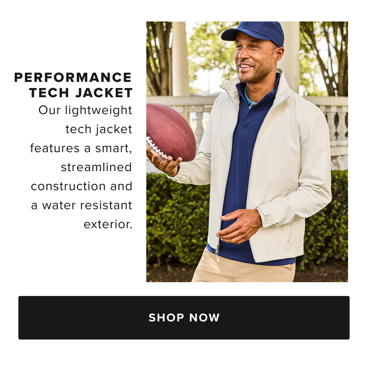 When the weather starts to turn cloudy this season, reach for a jacket that will keep you comfortable without the bulk. This lightweight tech jacket features a smart, streamlined construction that stands out from the rest, plus a water-resistant exterior to keep you dry when the day turns cloudy. Wear it over your favorite untucked button-downs with our do-it-all Traveler Tech Pants for a stylish way to stay cozy.