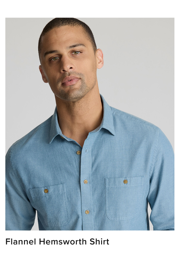 Meet our customer-favorite flannel. The Hemsworth Flannel Shirt, in 100% supersoft cotton with a two-tone herringbone weave, features two chest pockets—a nod to Western style. It's an easy cool-weather shirt that looks great on every guy. Pair it with our Classic Chino Pants for a slightly dressed-up vibe, or throw it over one of our supersoft tees for a cool, casual look at your next get-together.