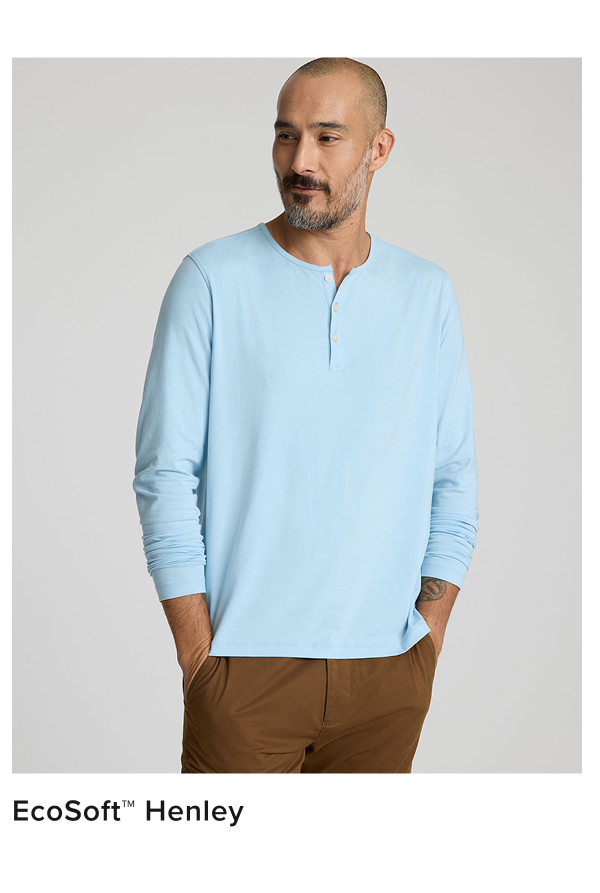 We made these EcoSoft Henleys using TENCEL™ lyocell, which are derived from natural raw material wood, for softness you can feel. The result is a more breathable feel and an ability to absorb pigment more easily for bold, eye-catching colors. Perfect for those slightly warmer days, the signature button-neck lets you customize your comfort to stay at that just-right temperature. Pair them with a lightweight wool vest and our comfortable Classic Chino Pants for a laid-back yet polished look this season.