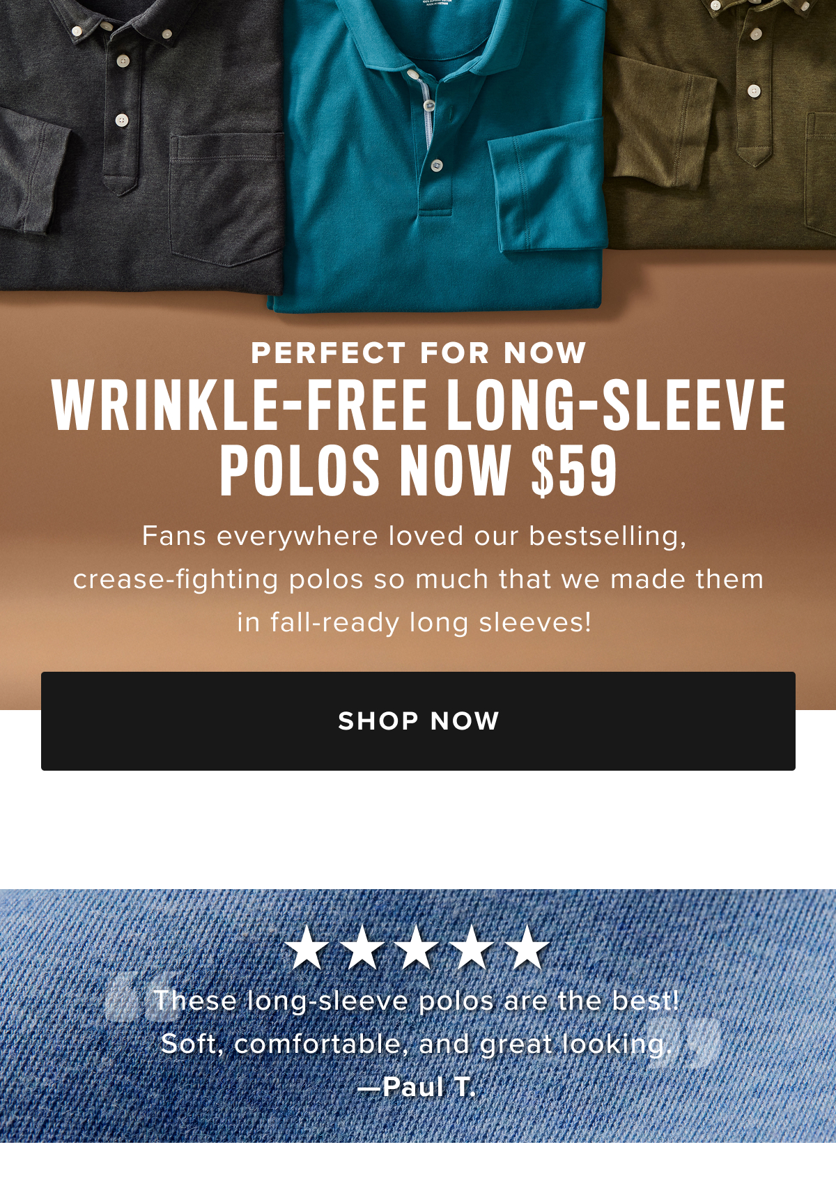 Shop Wrinkle-Free Long-Sleeve Polos Now $59
