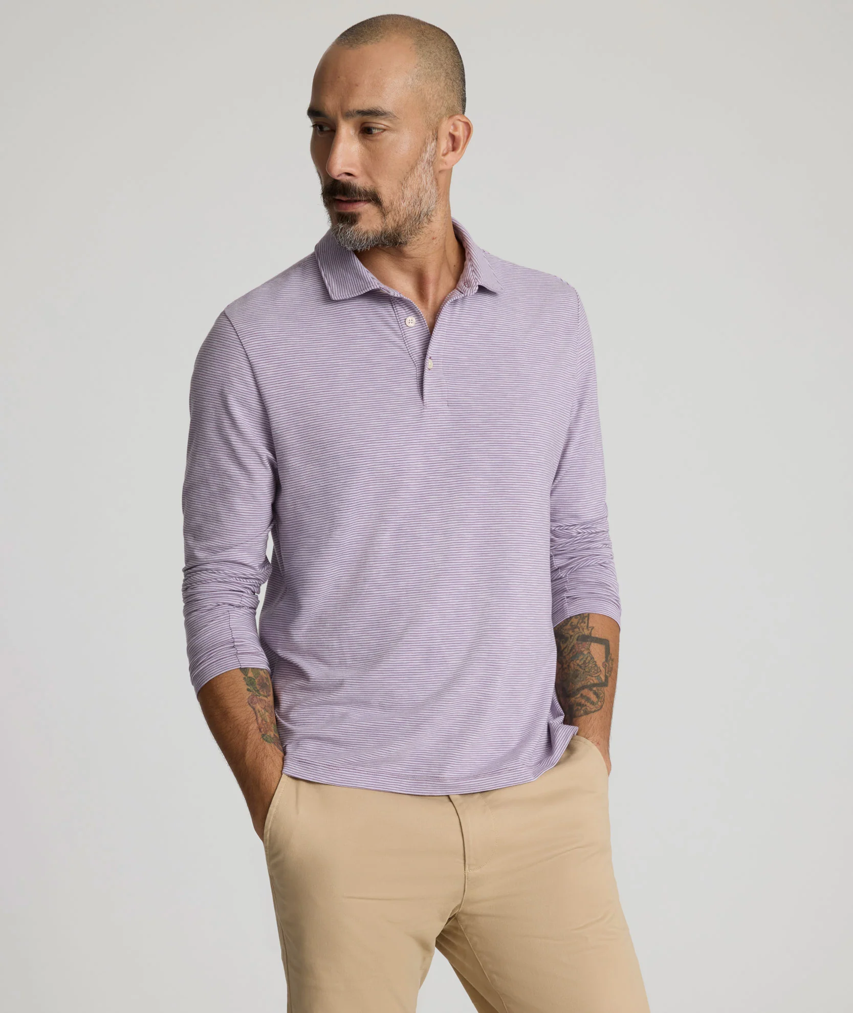 Image of Jersey Slub Long-Sleeve Polo