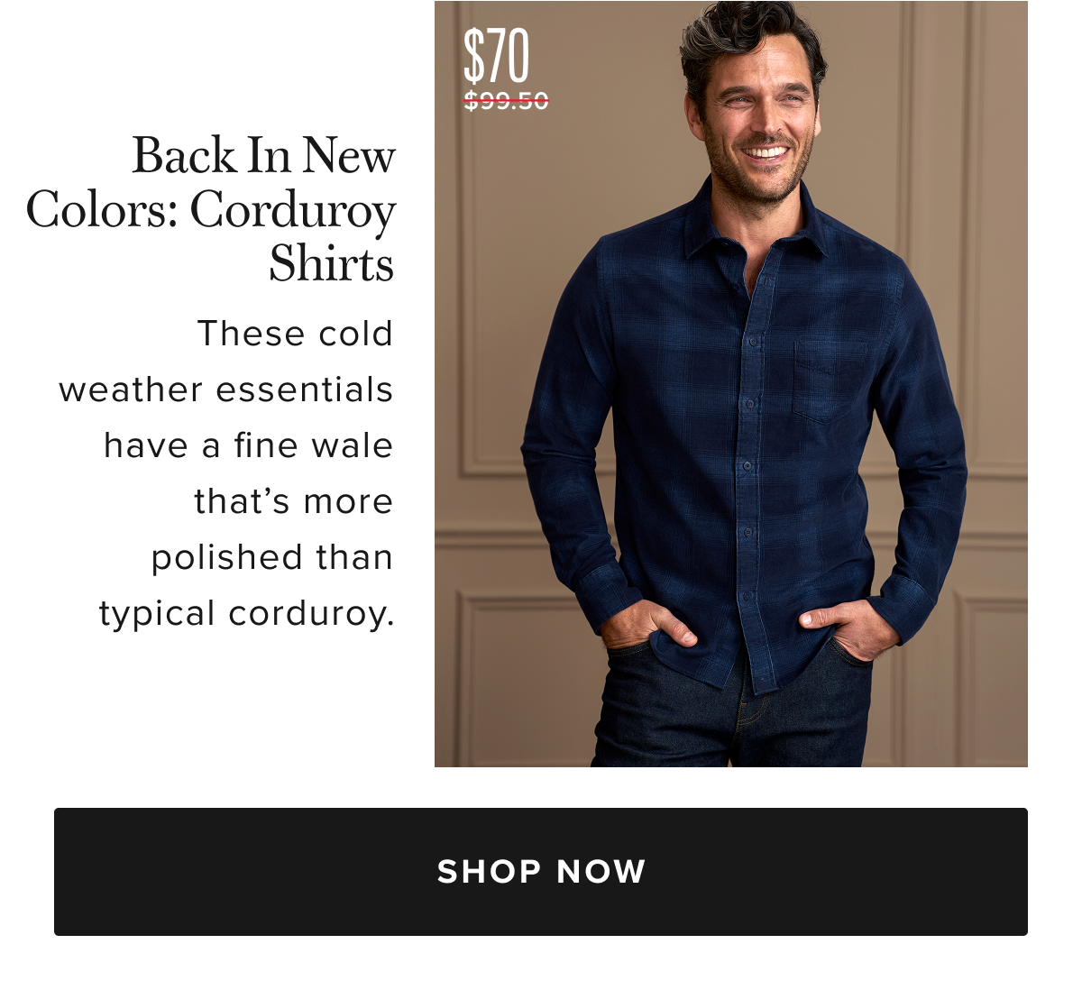 Back In New Colors: $75 Corduroy Shirts