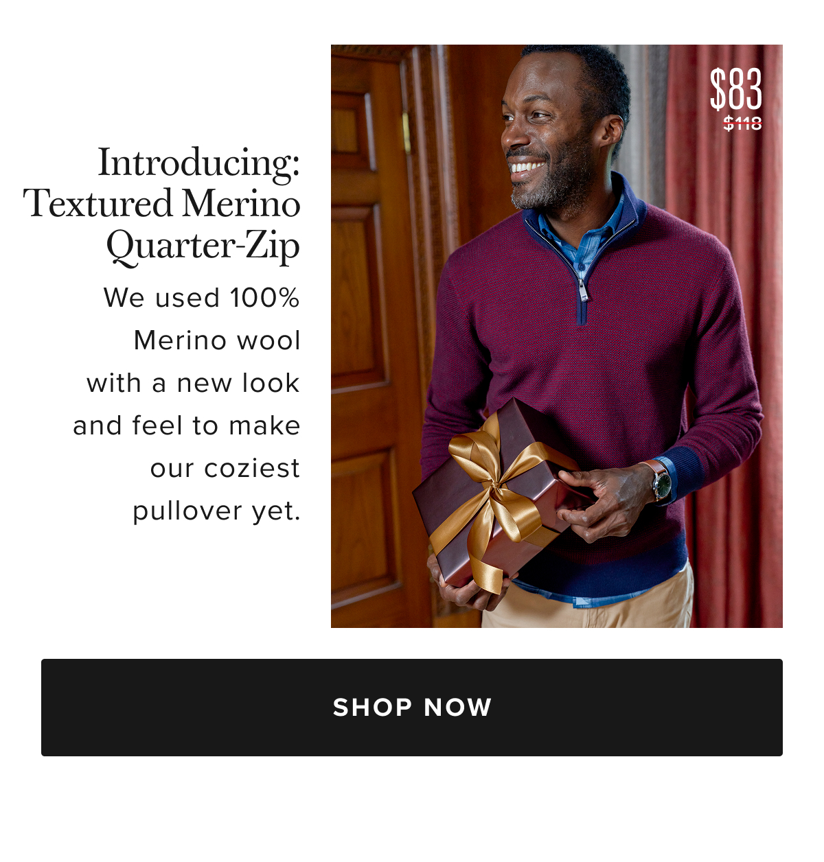 Introducing $89 Textured Merino Quarter-Zip