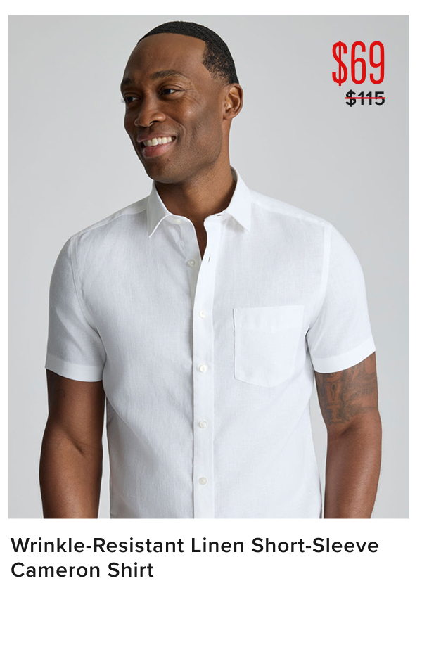$69 Wrinkle-Resistant Linen Short-Sleeve Cameron Shirt