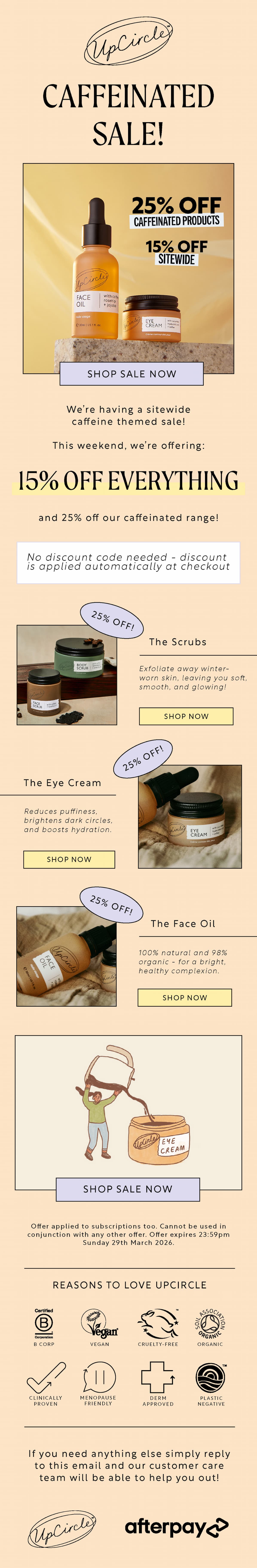 We're having a caffeine sale - save up to 25% - shop now